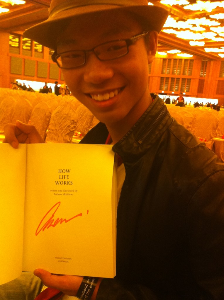With my autographed copy of "How Life Works"